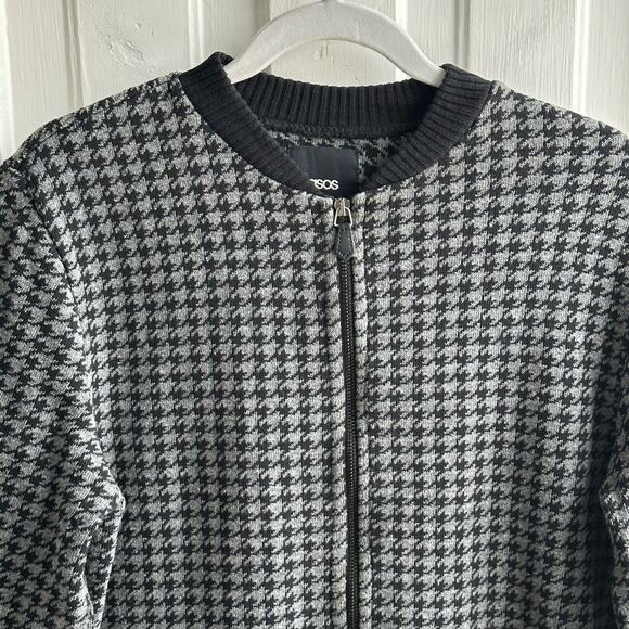 ASOS Houndstooth Sweater Jacket Black Gray - Picture 3 of 8